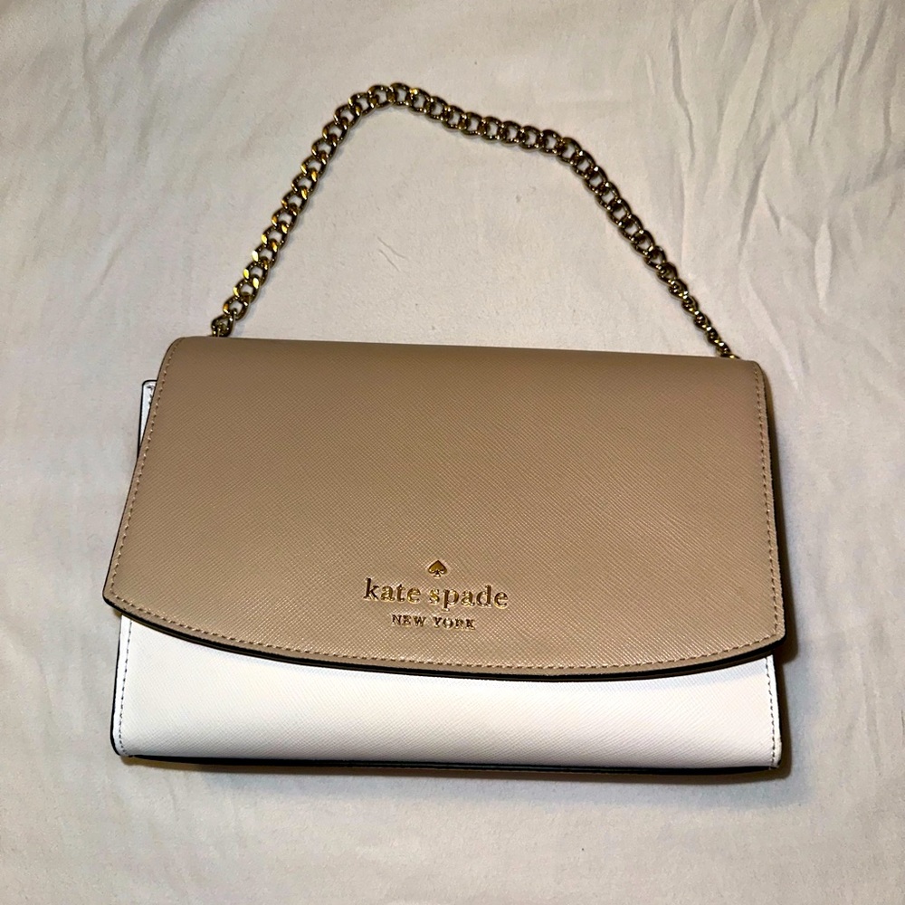 Kate Spade Carson Convertible Beige Black White Crossbody Bag